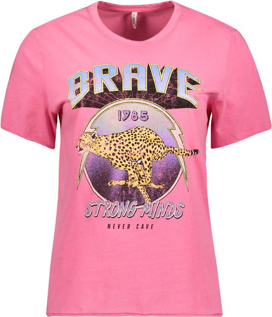 Only T-shirt Onllucky Reg S/s Spirit Top Box Jrs 15301667 Azalea Pink/ Brave Dames Maat - S