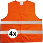 *** 4x Oranje veiligheidsvesten voor volwassenen - reflecterend vest - One Size - Vakantie Auto - van Heble® ***