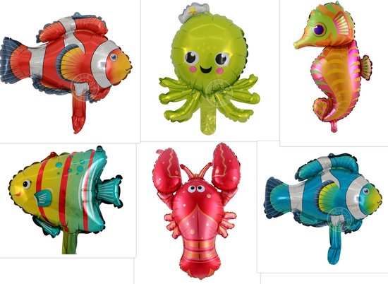 Ballonnen zeefiguren - 6 stuks - folie ballonnen - ballon - dieren