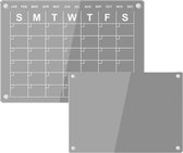Jawes - 1 Calendrier magnétique + 1 Tableau de notes - Wit/ Transparent - Comprenant 6 marqueurs + porte-marqueurs + chiffon Calendrier mensuel - Calendrier du réfrigérateur - Calendrier du tableau blanc