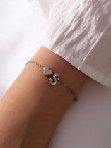 Initiaal Armband met Letter S Zilverkleurig - Naam Armband Cadeau - Geluks Armband op Kaartje - Pax Amare