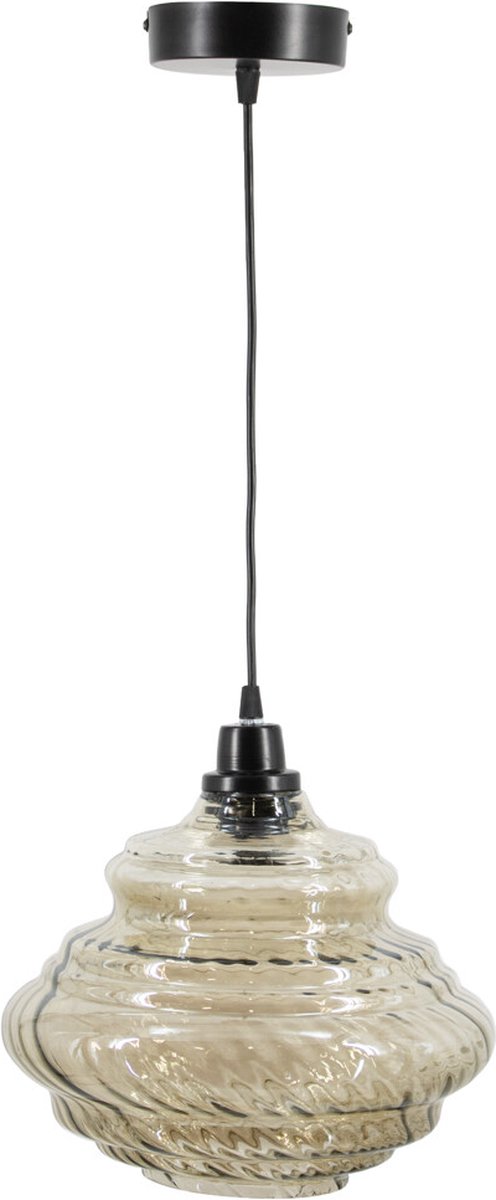 Hanglamp glas smoke/zwart