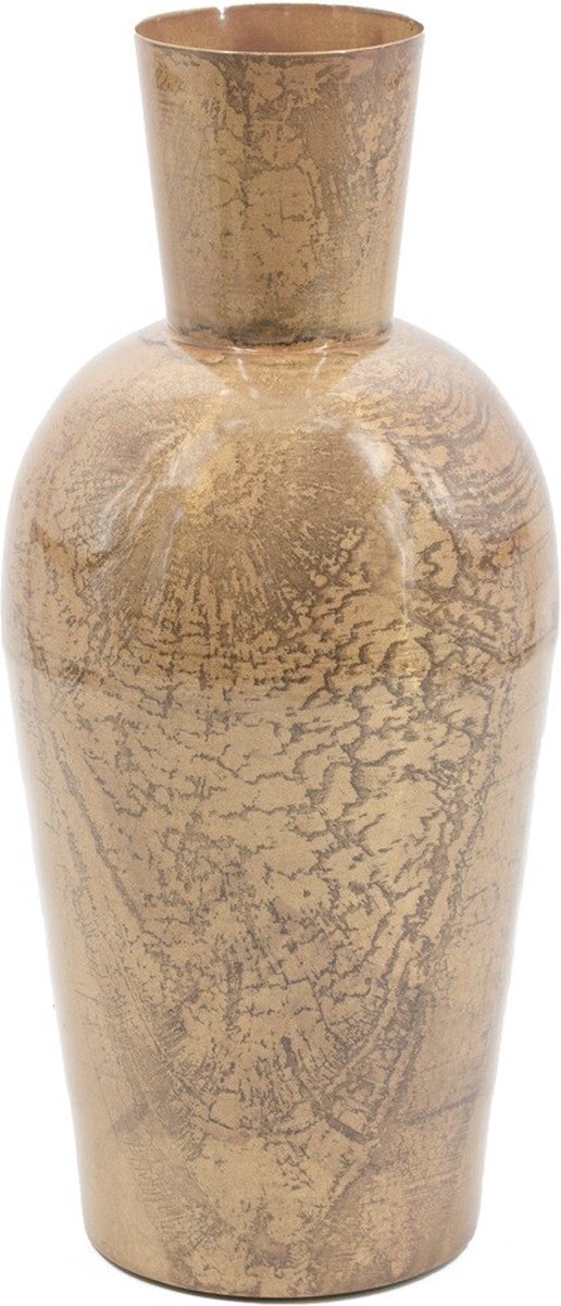 homebound by ky Vaas metaal peach marble | bloemenvaas | 9x18,5x41cm Goud