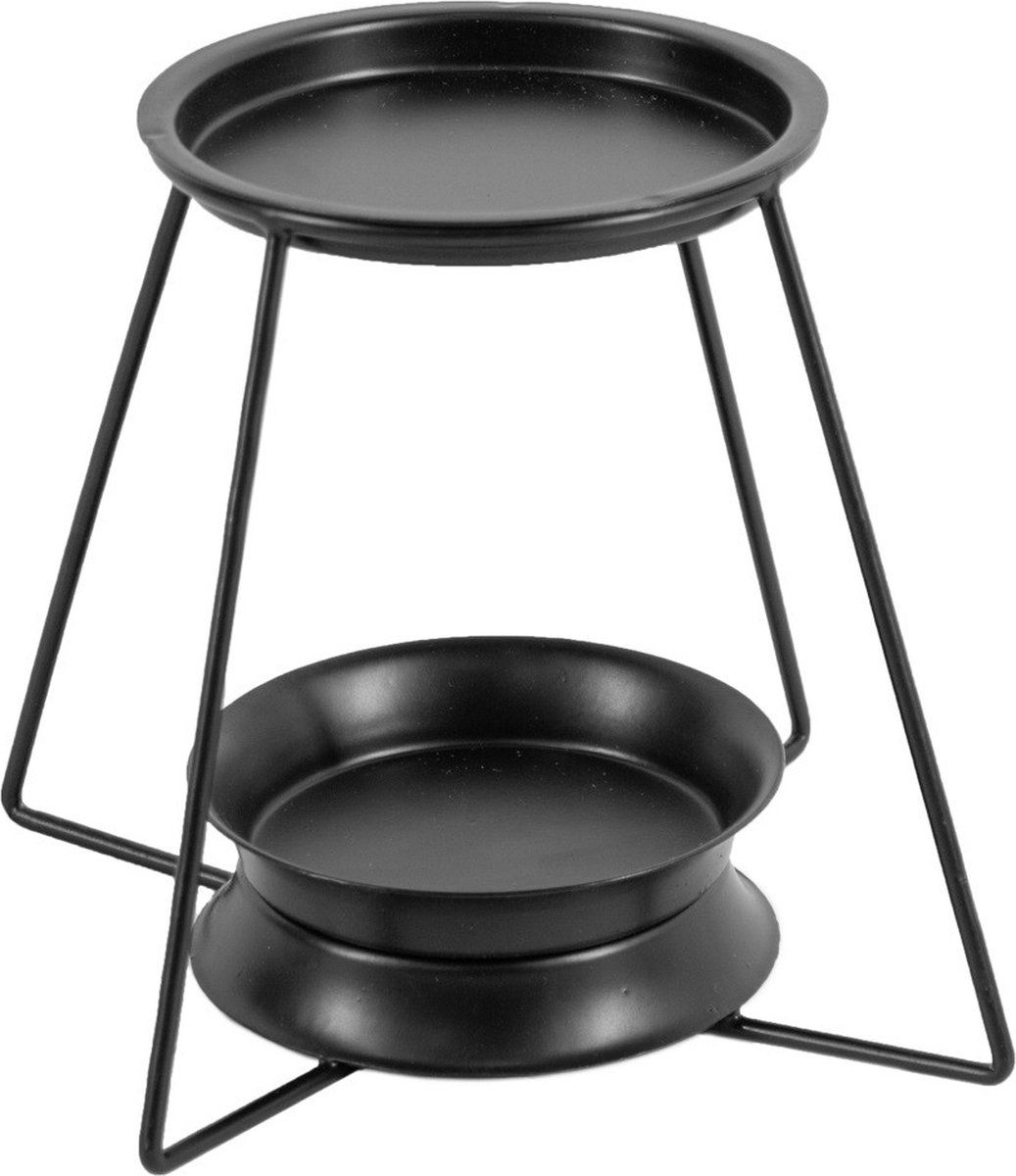 Geurbrander Design zwart - waxburner metaal - amberbrander 10x18x13cm