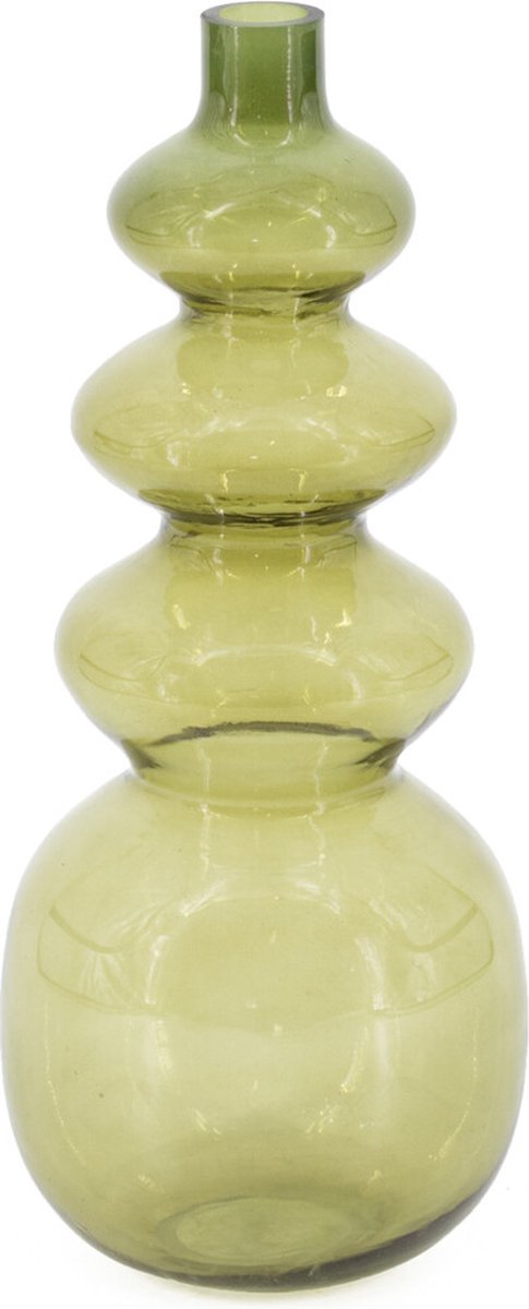 homebound by ky Glazen vaas olive | 36x15cm | bloemenvaas olive Groen