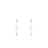 OOZOO Jewellery - Zilverkleurig/witte oorbellen met parel kraaltjes - SE-3021