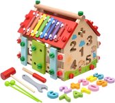 Multifunctioneel Houten Speelgoed - Montessori Houten insteekhuis - xylofoon kinderspeelgoed - hamer en schroevenspel - educatief speelgoed - cadeau voor jongens en meisjes
