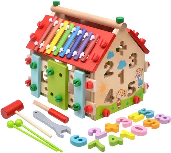 Multifunctioneel Houten Speelgoed - Montessori Houten insteekhuis -  xylofoon... | bol