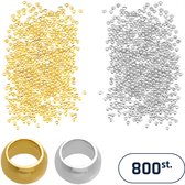 Knijpkralen voor sieraden maken met kralen – ø 2 mm – 800 stuks – goud en zilver