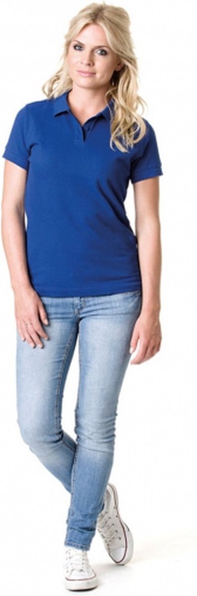 Lemon & Soda Dames basic poloshirt - kobalt blauw - korte mouw - getailleerd - katoen 42