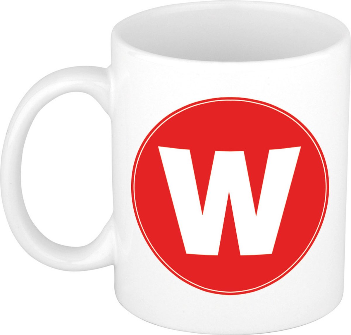 Koffie mok met de letter W - beker - rood - eerste letter van een voornaam - wit - 300 ml