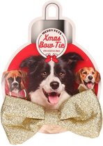 Kerst vlinderstrikje goud 6 x 13 cm - - voor middelgrote honden - Kerst accessoires voor huisdieren