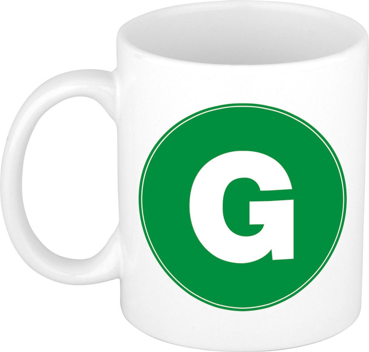 Koffie mok met de letter G - beker - groen - eerste letter van een voornaam - wit - 300 ml