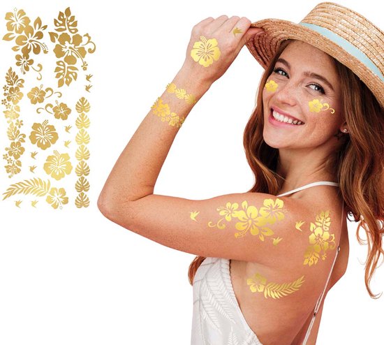 Fiestas Guirca - Bloemen tattoos goud