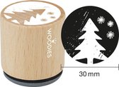 Houten stempel, d: 30 mm, h: 35 mm, Kerstboom , 1stuk