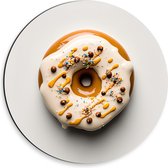 Dibond Muurcirkel - Geglazuurde Donut tegen Lichtgekleurde Achtergrond - 30x30 cm Foto op Aluminium Muurcirkel (met ophangsysteem)