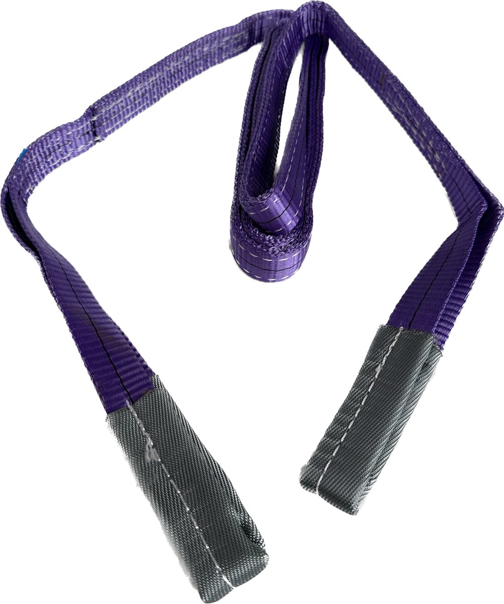2 stuks polyester hijsband. Maximale belasting: 1 ton. Lengte: 3 meter. Kleur: Paars.