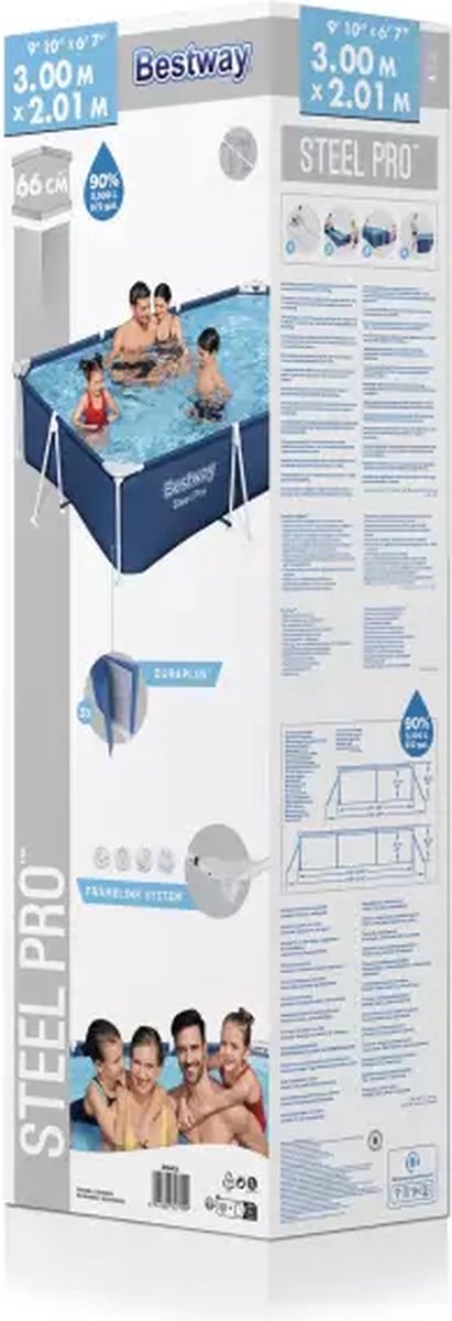 Bestway Steel Pro Zwembad Rechthoekig 3,00 m x 2,01 m x 66 cm — afbeelding 20