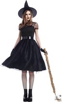 Halloween Tiener Heksen Jurkje Black Witch Maat 164-172