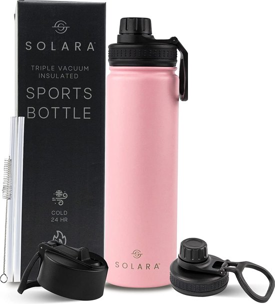 Vita Slimme waterfles met herinnering om water te drinken, BPA-vrije vacuüm geïsoleerde waterflessen met rietje, Bluetooth-inlaatwatervolgfles, ideaal als cadeau (18 oz
