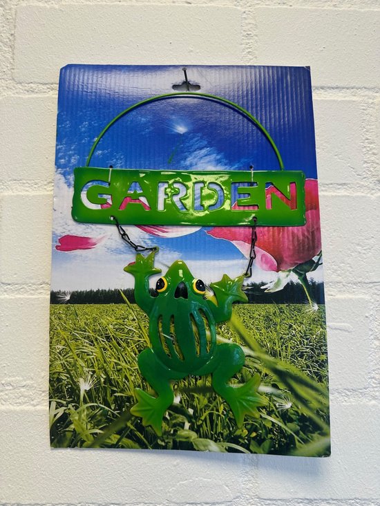 Metalen decoratie tuin hanger "welcome" kikker - groen - hoogte 30 x 20 x1cm - Woonaccessoires - Decoratieve hangers - Tuinaccessoires
