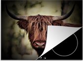 KitchenYeah® Inductie beschermer 77x59 cm - Schotse hooglander - Licht - Portret - Natuur - Kookplaataccessoires - Afdekplaat voor kookplaat - Inductiebeschermer - Inductiemat - Inductieplaat mat