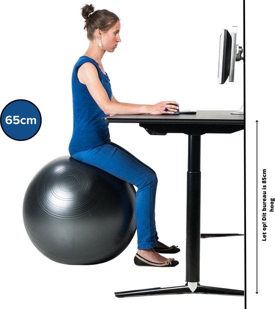 Gym Bal 65cm inclusief pomp - Perfect voor Yoga, Pilates, Fitness, Zwangerschap en Thuiswerken