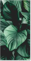 Wanddecoratie buiten Jungle - Bladeren - Tropisch - Planten - Natuur - 80x160 cm - Tuindoek - Buitenposter