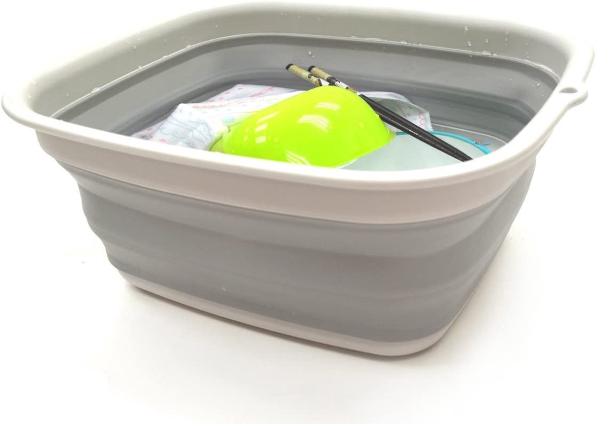 Opvouwbare badkuip-Opvouwbare wastafel-Draagbare wastafel-ruimtebesparende Plastic wastafel, grijs, klein