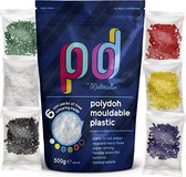 Polydoh vormbaar kunststof (500g) + 6 gratis pakjes kleurkorrels [vergelijkbaar met Polymorph, Plastimake en Instamorph]