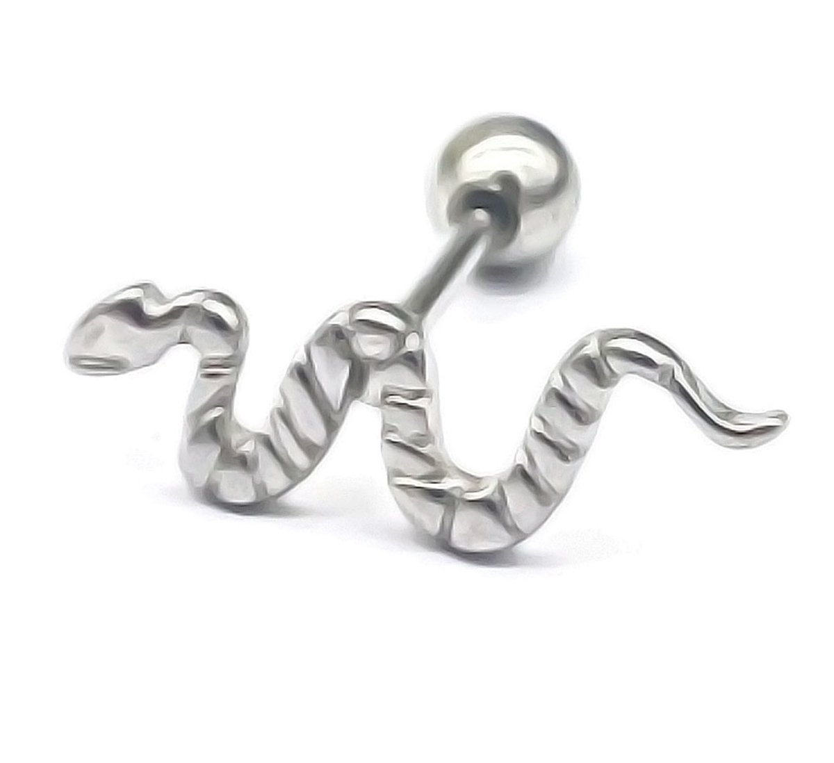Oorpiercing Slang - RVS - 8 mm - Zilverkleurig