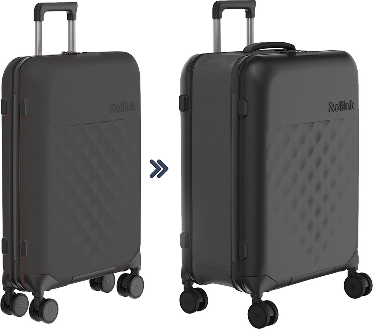 Rollink Vega 360 4 wielen Trolley M 65 cm - Harde bagage - TSA slot - black