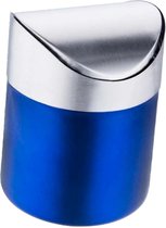 Poubelle de table - Inox - Blauw - 17x12cm - comptoir poubelle - Avec couvercle