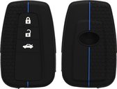 kwmobile autosleutel hoesje geschikt voor Toyota 3 knops RAV4 CHR Corolla 2021 Yaris Hilux - Autosleutel behuizing in zwart / blauw
