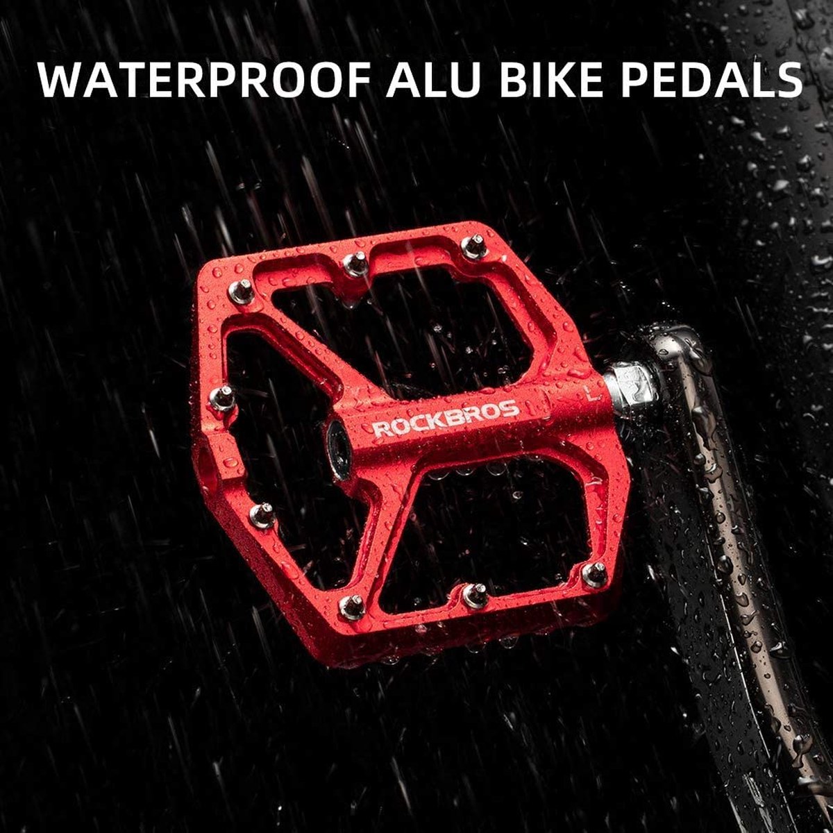 Pedali Per Bici MTB In Alluminio - 9/16" Antiscivolo Con Perni E Cuscinetti Sigillati (Nero O Rosso) - Foto 8