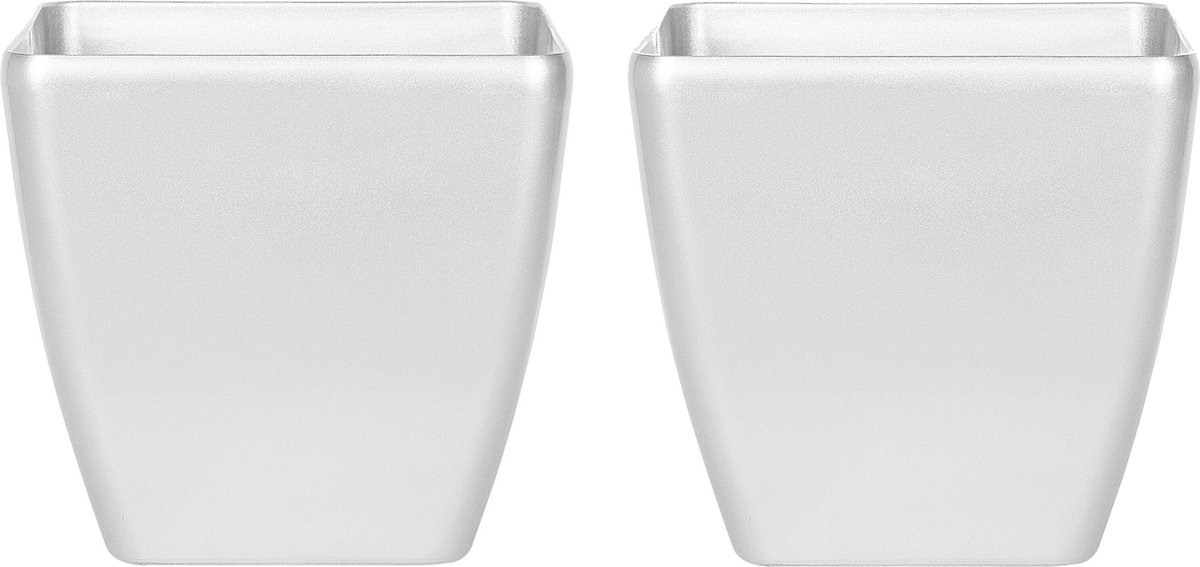 ASTRAS - Bloempot set van 2 - Zilver - 42 cm - Klei-vezelmengsel