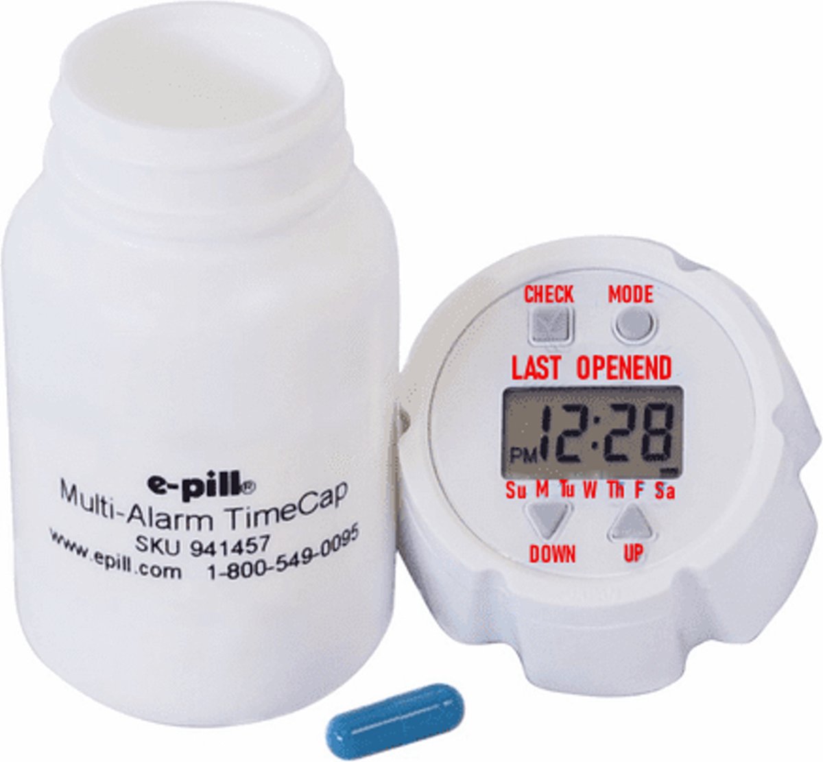 Medicijnalarm Timecap - met laatst geopend melding - altijd op de hoogte van de laatste medicijn inname