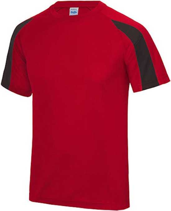 Vegan T-shirt 'Contrast' met korte mouwen Red/Black - XXL