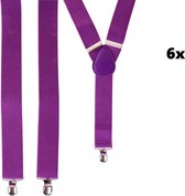 6x Luxe Bretel paars - breed 35mm - bretels kleding accessoires thema feest party festival