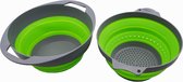 Opvouwbare zeef - en schotelset van TPE / PP. Inklapbare spoelbak, draagbare vaatwasser, ruimtebesparende opslag in de keuken (donkergrijs / groen)