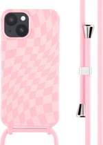 iMoshion Hoesje Geschikt voor iPhone 14 Hoesje Met Koord - iMoshion Siliconen design hoesje met koord - Roze / Retro Pink
