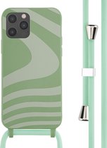 iMoshion Hoesje Geschikt voor iPhone 12 Pro / 12 Hoesje Met Koord - iMoshion Siliconen design hoesje met koord - Groen / Retro Green