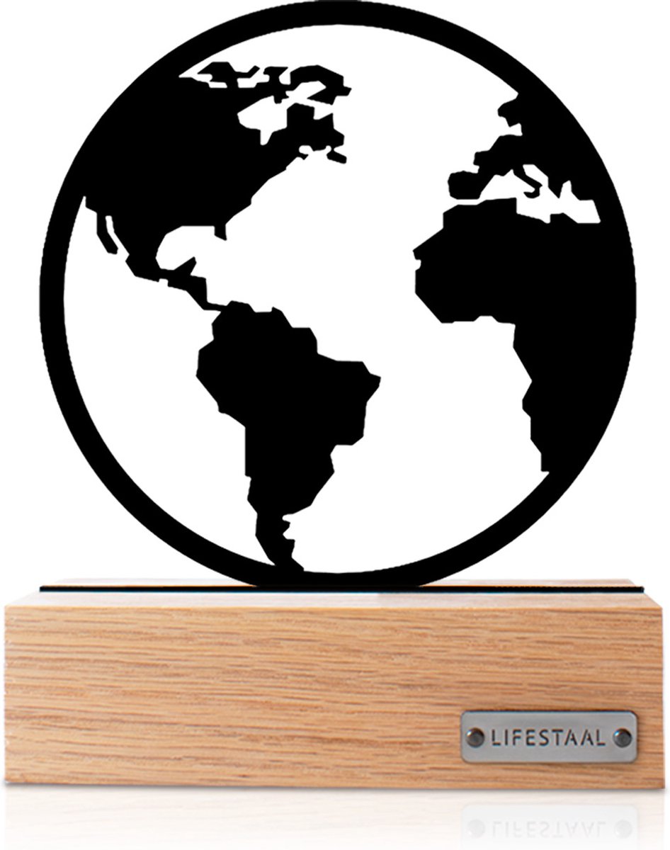Lifestaal® - Ornament op voet - Decoratie woonkamer - Wereld - Woondecoratie - 19 x 15 cm