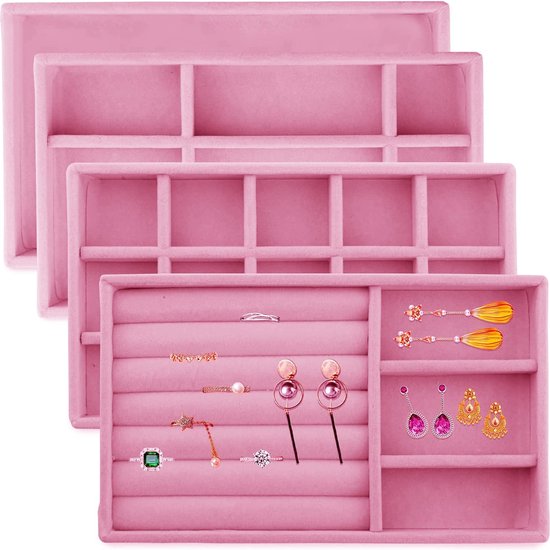 Vlando sieradendoosjes - Esthetische sieradenorganizer met 3 niveaus - Gepersonaliseerde sieradendoos, sieradenorganizer met glazen deksel, grote sieradenopslag, cadeau voor vrouwen