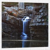 Muursticker - Water - Waterval - Bomen - Stenen - 80x80 cm Foto op Muursticker
