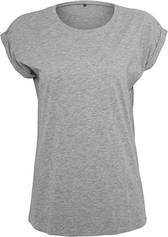 Damesshirt met ronde hals en omgeslagen mouw Heather Grey - 5XL