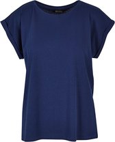 Damesshirt met ronde hals en omgeslagen mouw Light Navy - 3XL