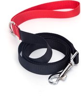 Nobleza Hondenriem Nylon zwart met rood handvat - Leiband - Hondenlijn - Polyester - 120cm - Zwart/Rood