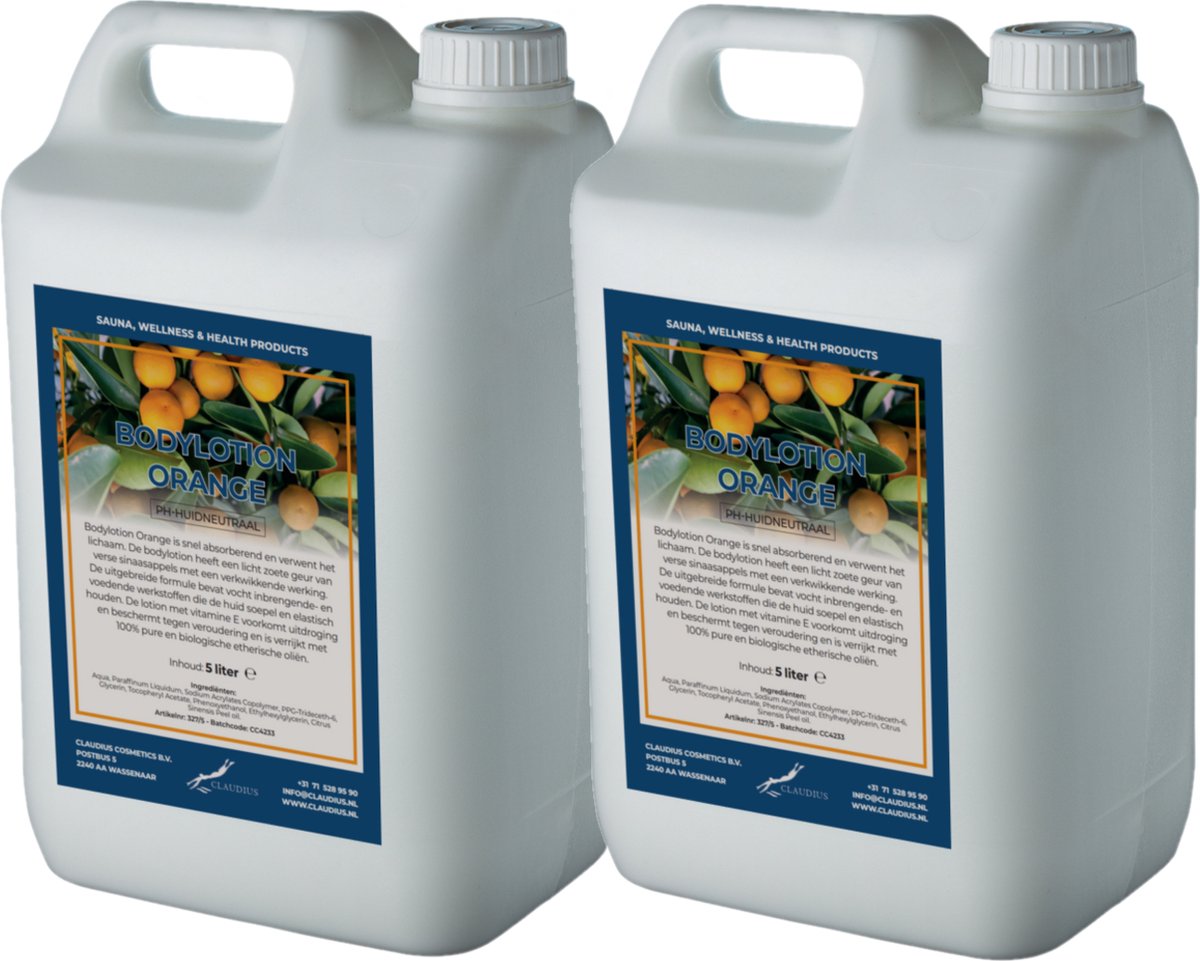 Goedkoopste Bodylotion Orange 5 Liter - set van 2 stuks - navulling - Voordeelverpakking