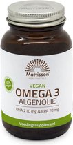 Mattisson - Vegan Algenolie Omega 3 - DHA 210mg & EPA 70mg - Vegan Voedingssupplement - 60 Capsules